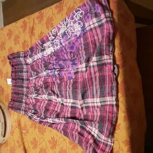 Torrid Pink/White Plaid with Hibiscus print strapless top size 2 (2x)